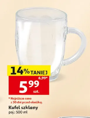 Kufel szklany 500ml promocja w Auchan