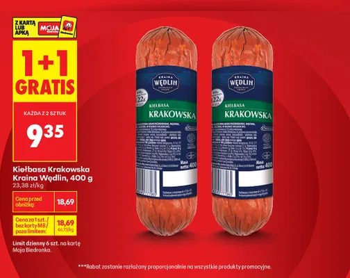 Kiełbasa Krakowska Kraina Wędlin promocja w Biedronka