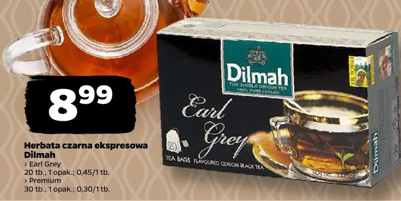 Herbata czarna ekspresowa Earl Grey Dilmah promocja w Netto