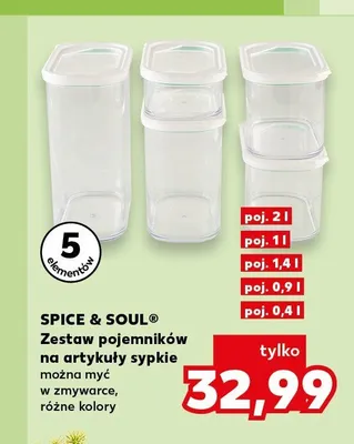 Zestaw pojemników na artykuły sypkie Spice & Soul 5-pak promocja w Kaufland