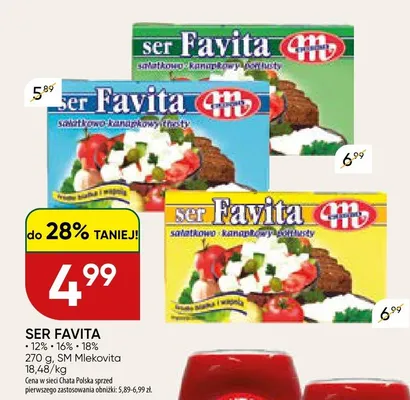 Ser Favita sałatkowo-kanapkowy-tortowy 12% SM Mlekovita promocja w Chata Polska