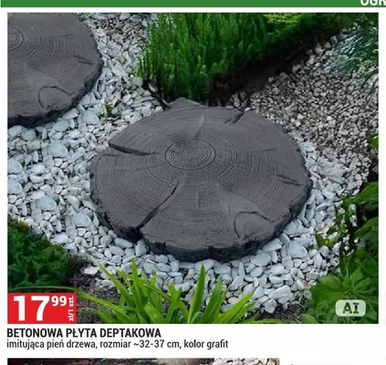 Betonowa płyta deptakowa imitująca pień drzewa grafit promocja w Merkury Market
