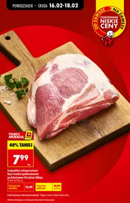 Łopatka wieprzowa bez kości pakowana próżniowo promocja w Biedronka