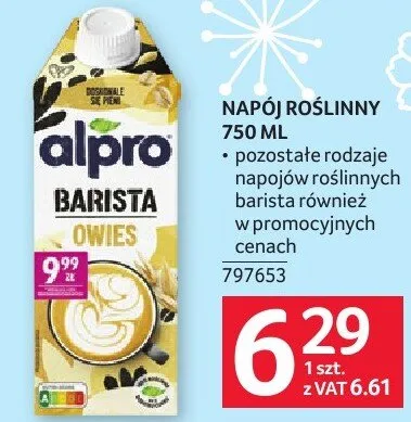 Napój roślinny barista Alpro Gwies 750 ml promocja w Selgros