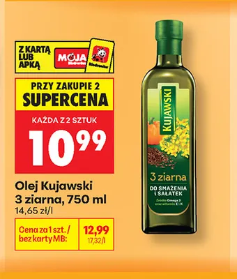 Olej rzepakowy Kujawski 3 ziarna promocja w Biedronka