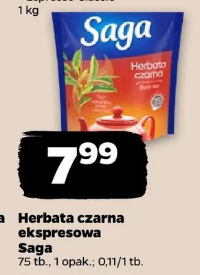 Herbata czarna ekspresowa Saga promocja w Netto