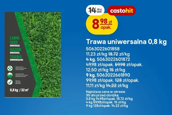 Trawa uniwersalna 4 kg promocja w Castorama