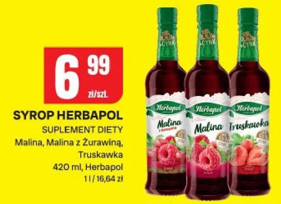 Syrop herbapol malina, malina z żurawiną, truskawka promocja w Chorten