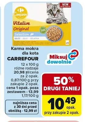 Karma mokra dla kota CARREFOUR 12-pak 100g promocja w Carrefour Market