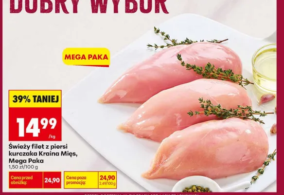 Świeży filet z piersi kurczaka Kraina Mięs Mega Paka promocja w Biedronka