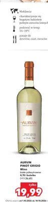 Wino białe półwytrawne Pinot Grigio Aurvin promocja w Kaufland