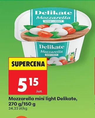 Mozzarella mini light Delikate promocja w Biedronka