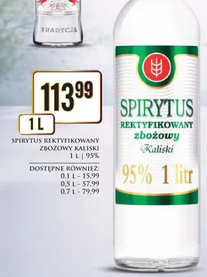 Spirytus rektyfikowany zbożowy Kaliski 1 l promocja w Dino