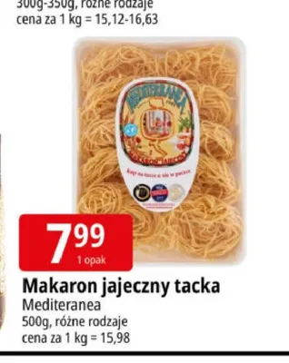 Makaron jajeczny tacka Mediterranea promocja w Leclerc