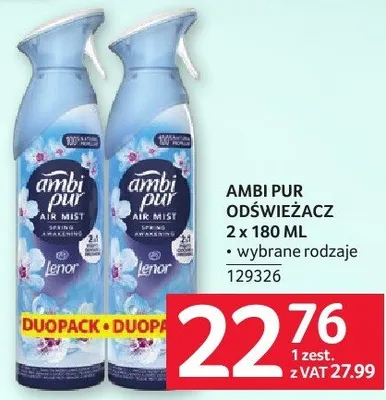 Odświeżacz powietrza Ambi Pur 2x180ml promocja w Selgros