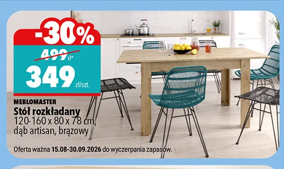 Stół rozkładany Meblomaster promocja w Biedronka