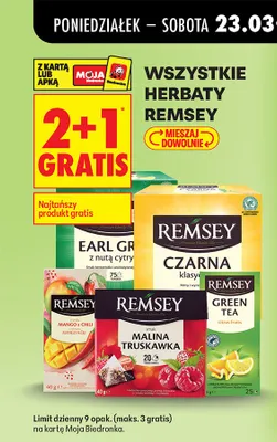 Wszystkie herbaty Remsey 2+1 GRATIS promocja w Biedronka