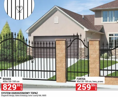 System ogrodzeniowy Topaz - brama 400x130-160cm promocja w Merkury Market
