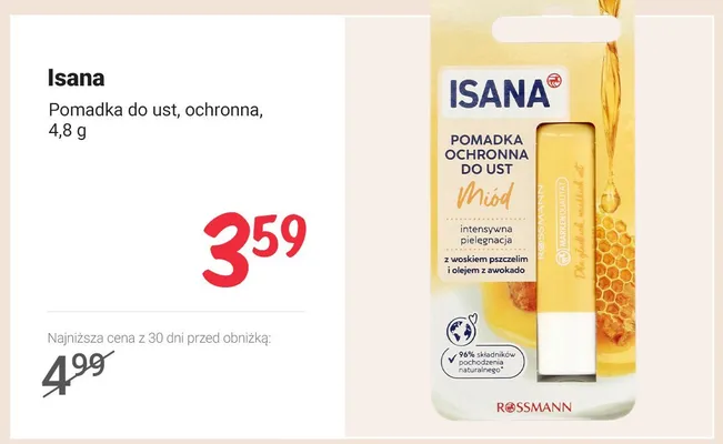 Pomadka do ust ochronna Isana Miód promocja w Rossmann