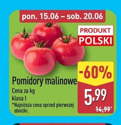 Pomidory malinowe promocja w Aldi