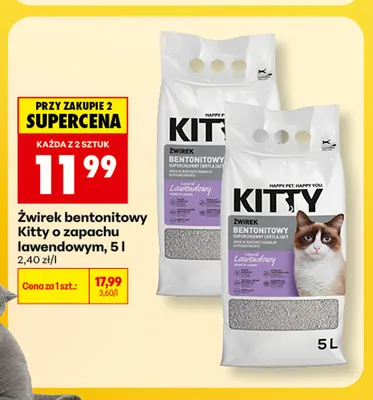 Żwirek bentonitowy Kitty o zapachu lawendowym promocja w Biedronka