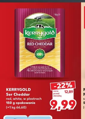 Ser Cheddar white w plastrach Kerrygold promocja w Kaufland