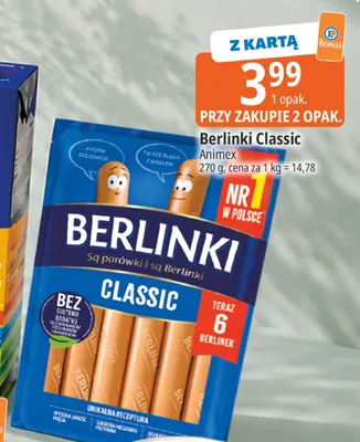 Parówki Berlinki Classic promocja w Leclerc
