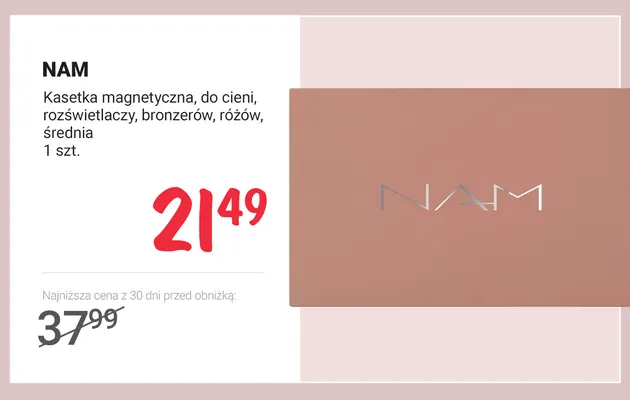 Kasetka magnetyczna do cieni rozświetlaczy bronzerów różów średnia NAM promocja w Rossmann