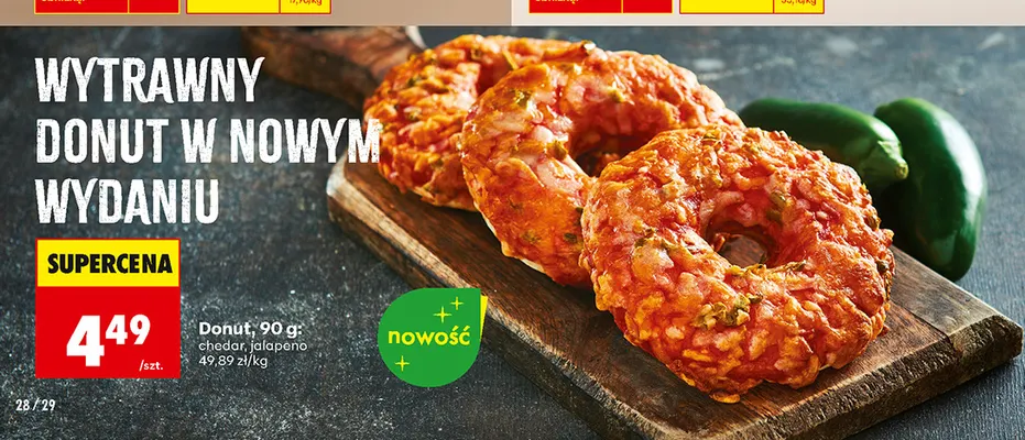 Wytrawny donut cheddar jalapeno promocja w Biedronka