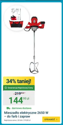 Mieszadło elektryczne 2650W do farb i zapraw promocja w ERLI