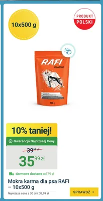 Mokra karma dla psa RAFI 10-pak 500 g promocja w ERLI
