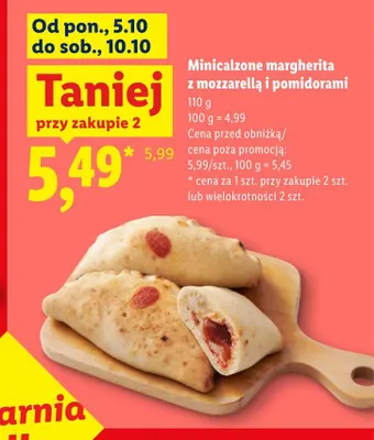 Minicalzone margherita z mozzarellą i pomidorami Piekarnia Lidla promocja w Lidl