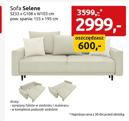 Sofa Selene promocja w Black Red White