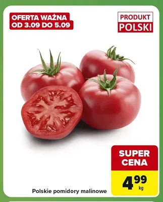 Pomidory malinowe polskie promocja w Carrefour Express