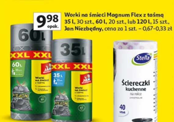 Worki na śmieci Magnum Flex z taśmą promocja w Auchan