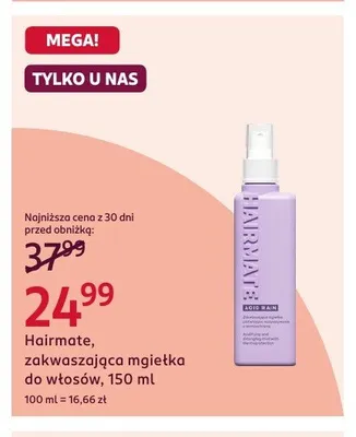 Zakwaszająca mgiełka do włosów Hairmate Acid Rain promocja w Rossmann