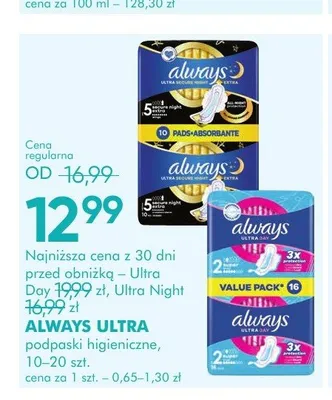Podpaski Always Ultra Secure Night Extra rozmiar 5 promocja w Super-Pharm