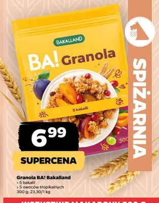 Granola BA! 5 owoców tropikalnych Bakalland promocja w Netto