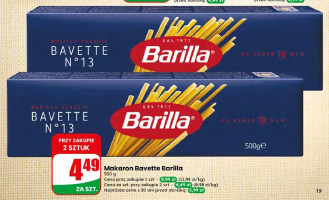 Makaron Bavette Barilla N°13 promocja w Dino