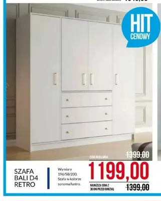 Szafa Bali D4 Retro promocja w Abra Meble