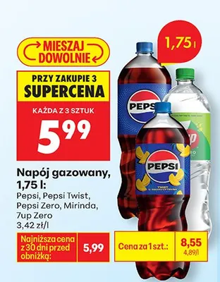 Napój gazowany 7up Zero 1,75 l promocja w Biedronka