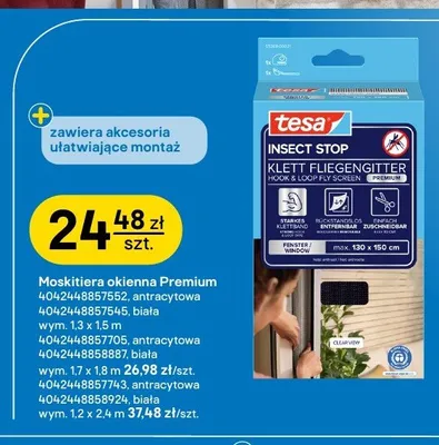 Moskitiera okienna Premium tesa 1,3x1,5 m promocja w Castorama