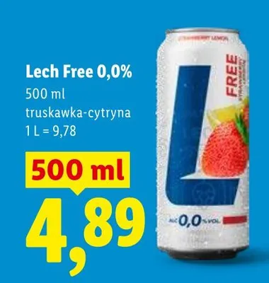 Piwo bezalkoholowe Lech Free 0,0% truskawka-cytryna promocja w Lidl