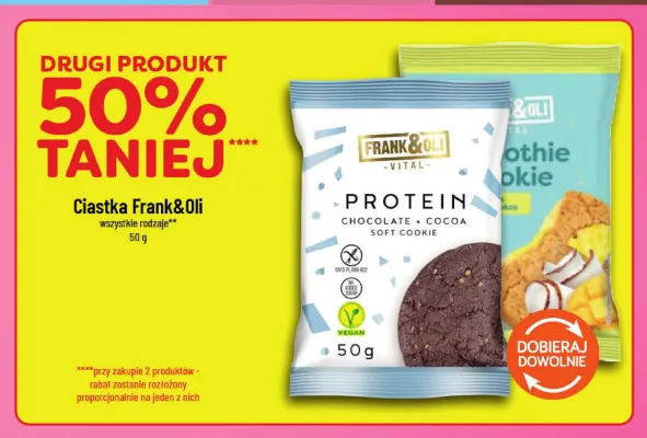 Ciastka Frank & Oli Protein Chocolate + Cocoa promocja w POLOmarket