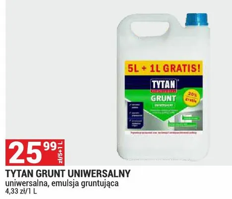 Tytan Grunt Uniwersalny emulsja gruntująca promocja w Merkury Market