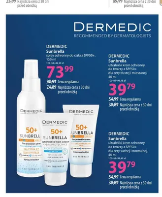Ultralekki krem ochronny do twarzy Dermedic Sunbrella SPF50+ do cery tłustej i mieszanej promocja w Hebe