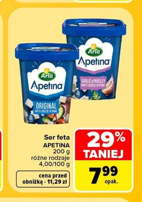 Ser feta Apetina Original promocja w Carrefour Market