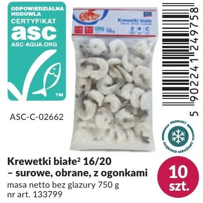 Krewetki białe 16/20 surowe, obrane, z ogonkami promocja w Makro