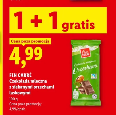 Czekolada mleczna z siekanymi orzechami laskowymi Fin Carré promocja w Lidl