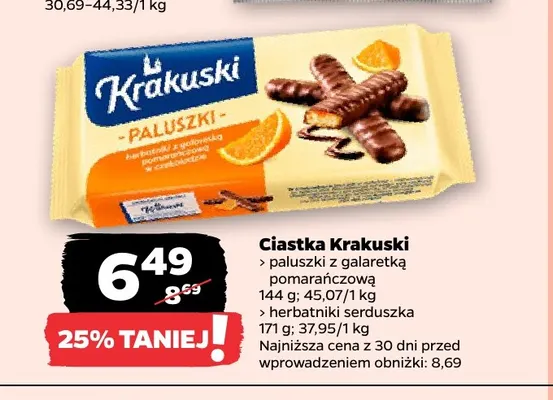 Ciastka Krakuski paluszki z galaretką pomarańczową promocja w Netto